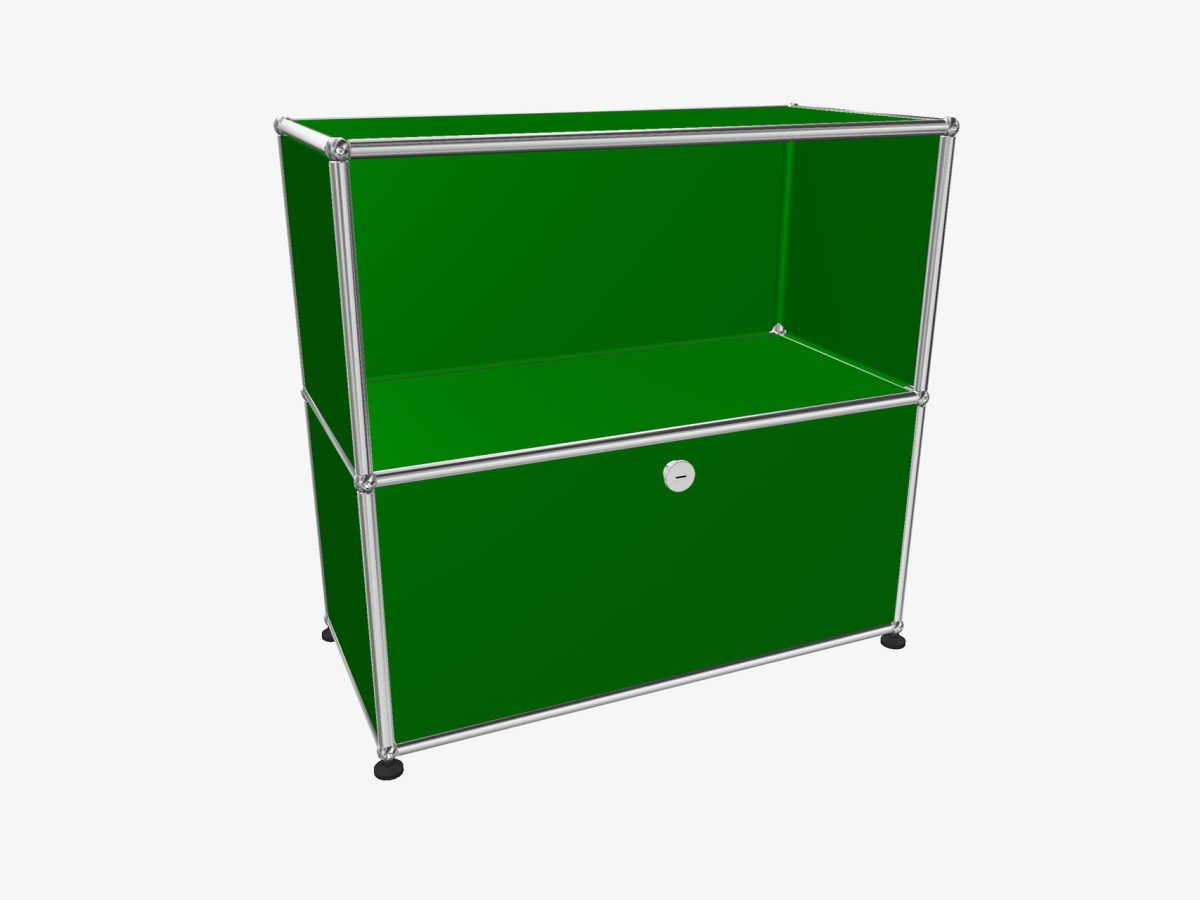 Meuble USM Haller 1x2 cases vert avec porte - OCCASION – Image 1