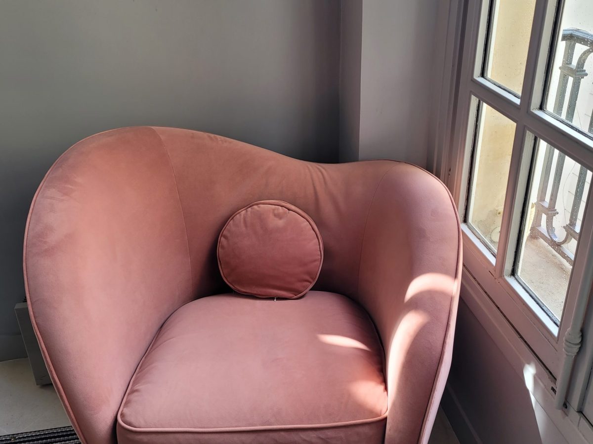 Chauffeuse en velours rose DESIR - OCCASION – Image 2