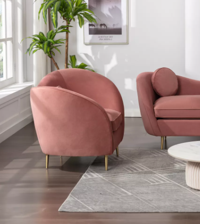 Chauffeuse en velours rose DESIR - OCCASION – Image 4