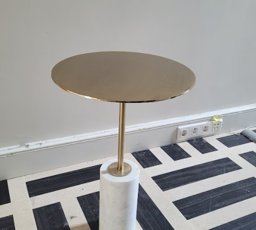 Table basse dorée et pied en marbre 40 cm DESIR - OCCASION – Image 2