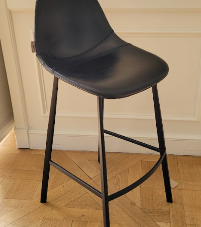 Chaise haute Dutchbone simili cuir noir DESIR - OCCASION – Image 4