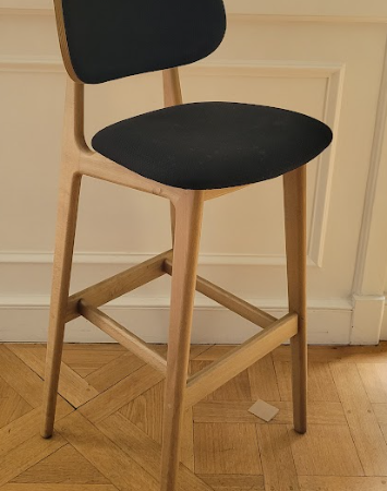 Chaise haute BAN en bois et tissu noir DESIR - OCCASION – Image 2