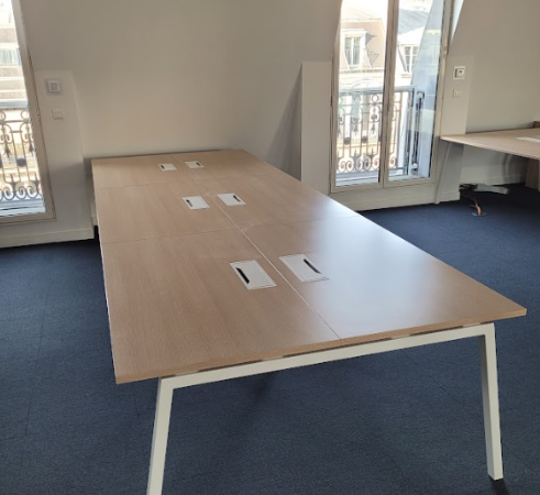 Bench de 6 personnes CORINE 130x70 Plateau bois et piétement blanc - OCCASION – Image 2