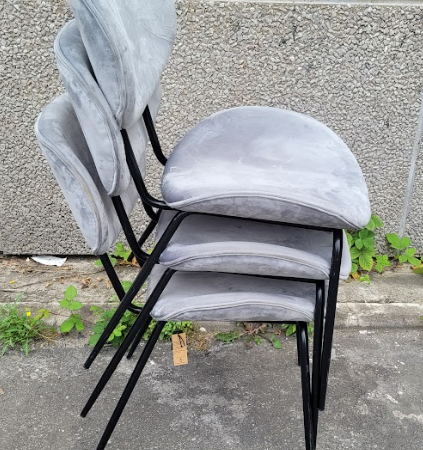 Chaise empilable HK Living velours gris DESIR - OCCASION – Image 2