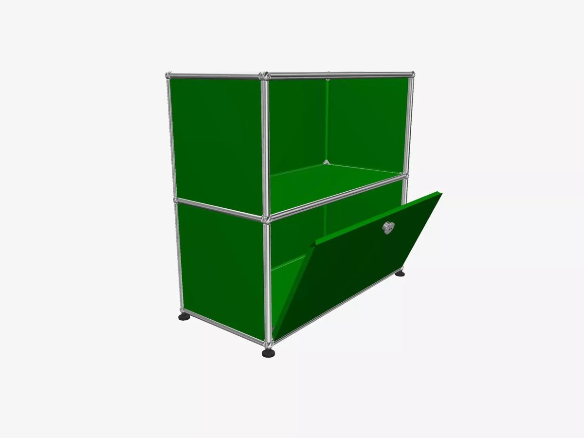 Meuble USM Haller 1x2 cases vert avec porte - OCCASION – Image 2