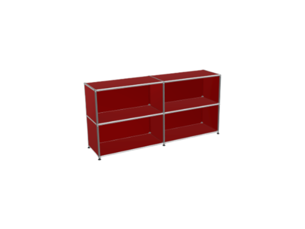 Meuble-USM-Rouge-Rubis-2x2-cases-ouvertes