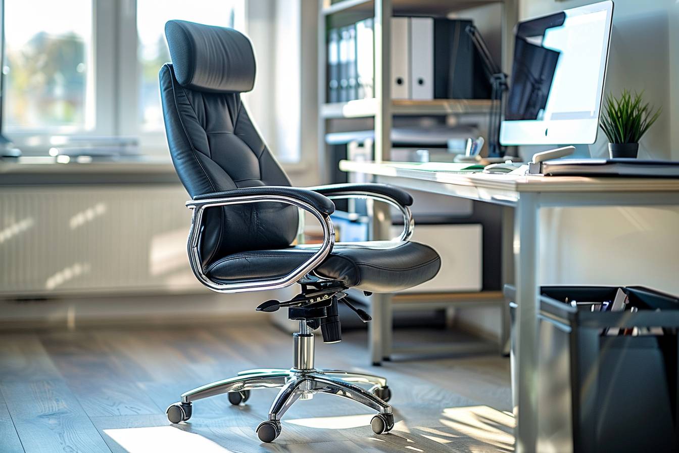 Support lombaire ajustable sur un mobilier de bureau d'occasion professionnel : idéal pour prévenir les douleurs dorsales