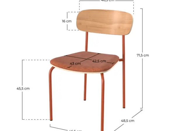 Chaise empilable bois et orange SHIRLEY - OCCASION – Image 4