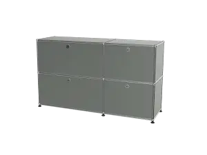 Meuble USM gris moyen 4 cases avec portes battantes  - OCCASION