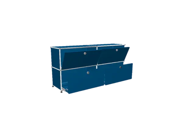 Meubles-USM-bleu-4-cases-2-portes-2-tiroirs-OCCASION