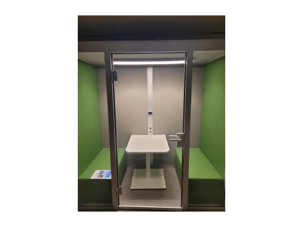 Cabine-acoustique-2-places-K-nig-Neurath-BASILIC-verte-OCCASION