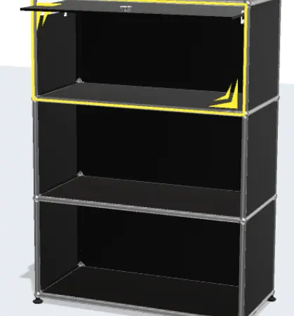 Meuble USM Haller noir 3 cases : 2 cases ouvertes et 1 porte escamotable – Image 2