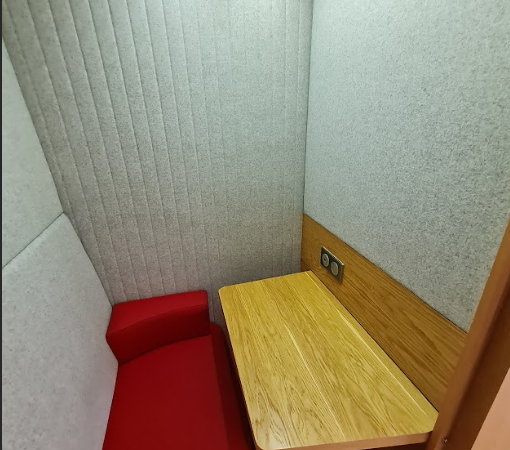 Cabine acoustique individuelle SBS bois assise rouge- OCCASION – Image 4