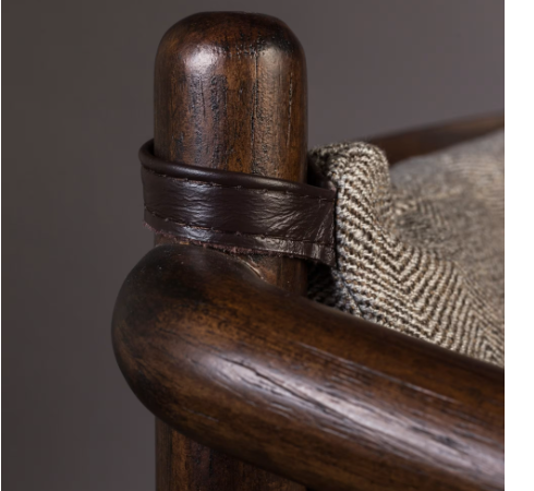 Chauffeuse en bois et tissu gris, avec coussin DESIR 6 - OCCASION – Image 6