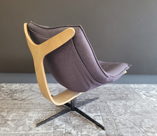 Chauffeuse Dolphin grise pieds noirs by Roche Bobois KINA - OCCASION – Image 4