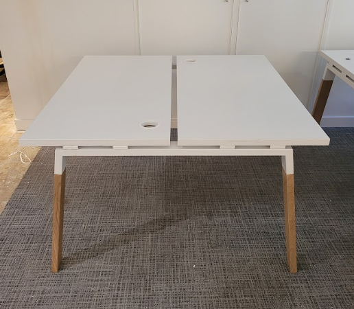 Bench de 2 positions blanc/bois 120x70 DESIR 8 - OCCASION – Image 2