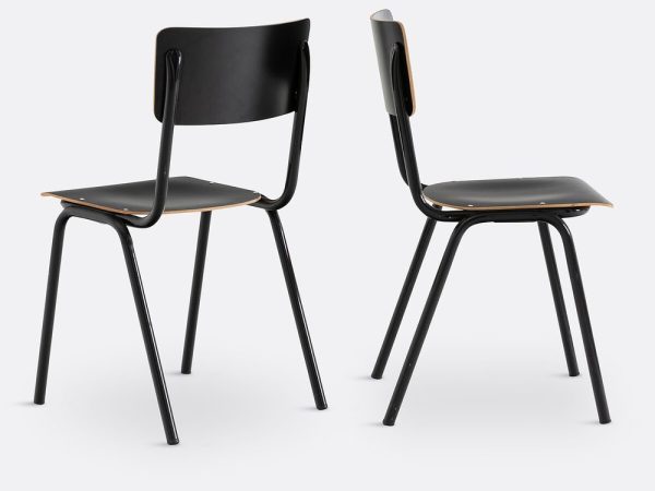 Chaise en bois et métal noir JOBI - OCCASION – Image 1