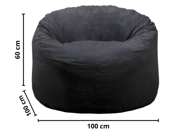 Pouf en velours cotelé gris anthracite DESIR - OCCASION – Image 5