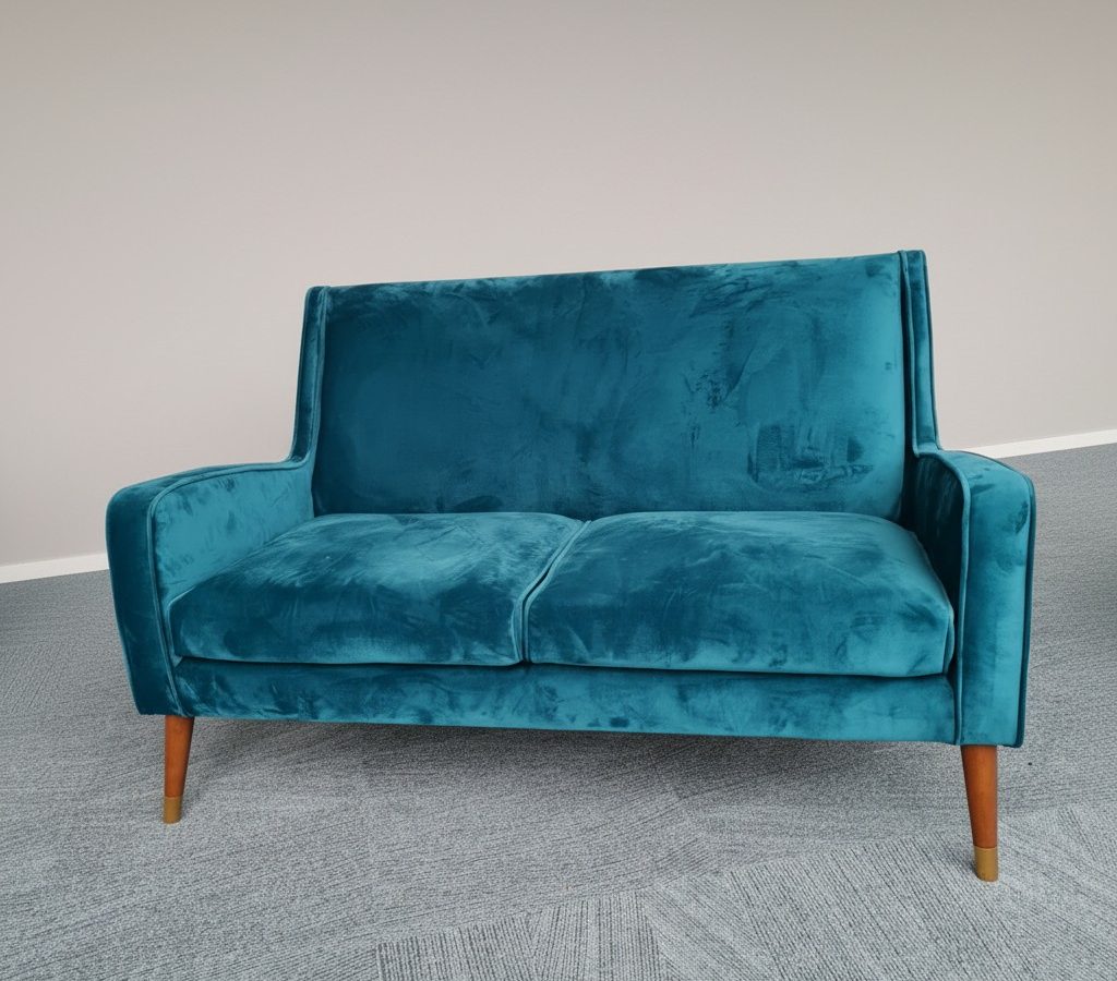 Canapé bleu canard 127x81x78 SARAH - OCCASION – Image 2