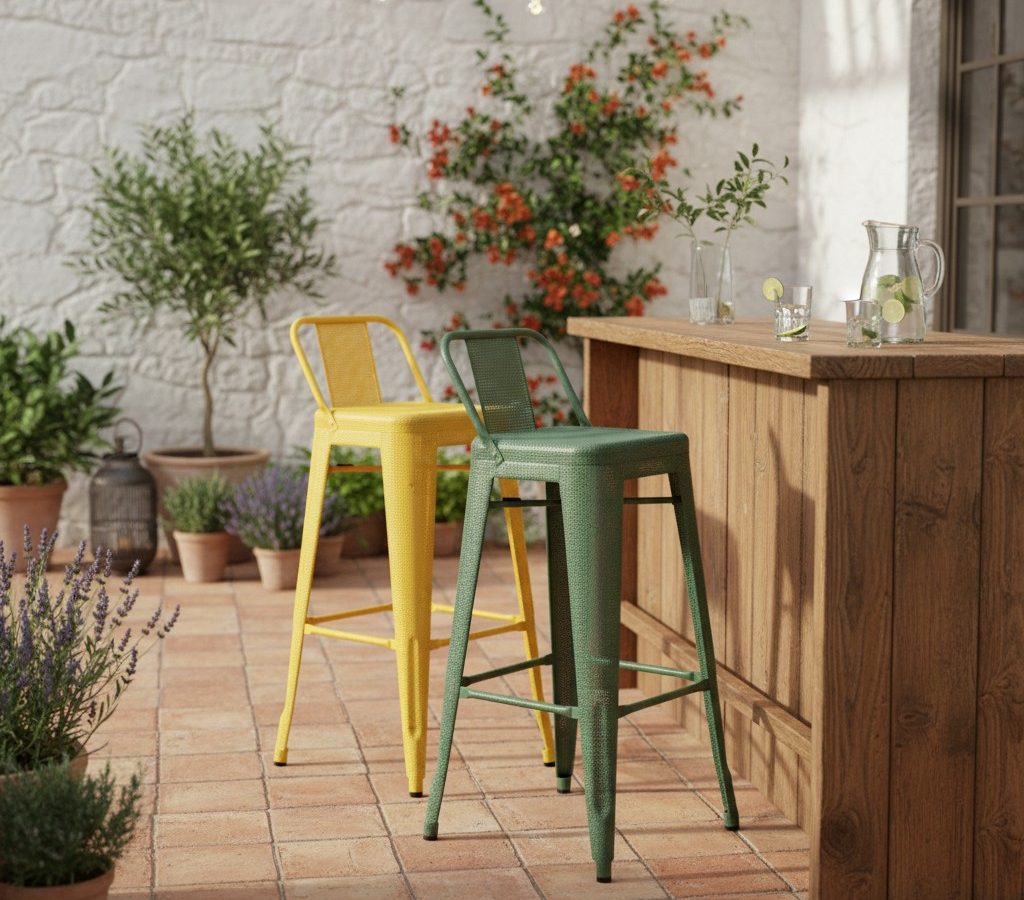 Tabouret haut vert Tolix PHILIPPE - OCCASION – Image 2